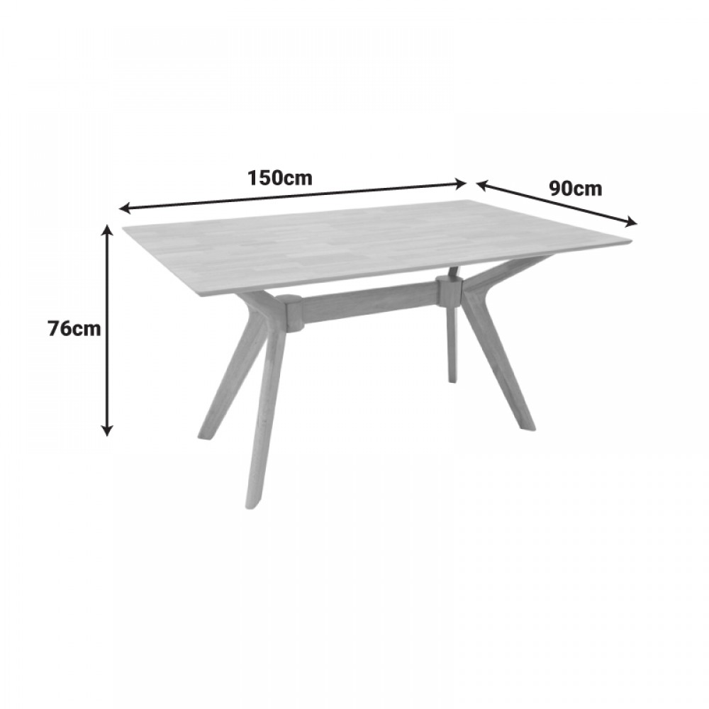 Σετ τραπεζαρίας "RAFFLES" 7τμχ από rubberwood/ύφασμα σε φυσικό/μπεζ 150x90x76