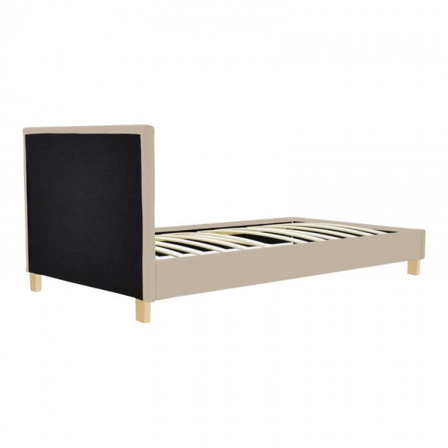 Κρεβάτι "NEVIL" μονό από ύφασμα/ξύλο σε εκρού/φυσικό χρώμα 100x200