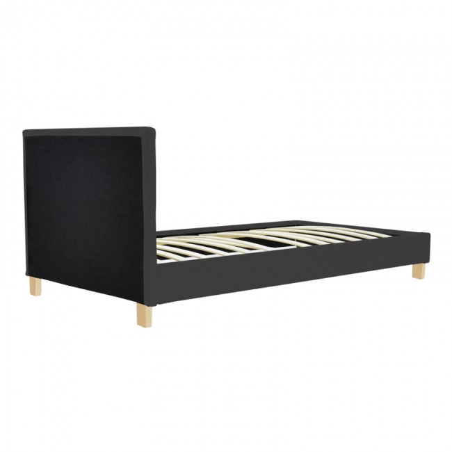 Κρεβάτι "NEVIL" μονό από ύφασμα/ξύλο σε ανθρακί/φυσικό χρώμα 90x190