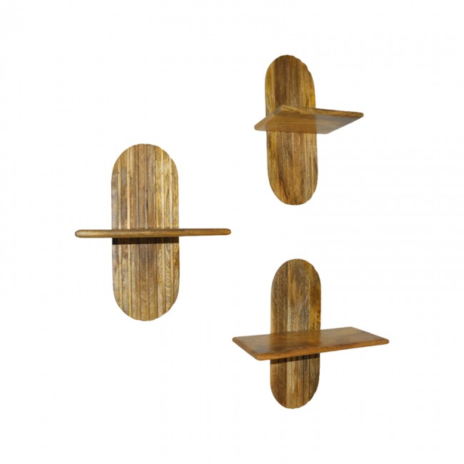 Ραφιέρα τοίχου "ARCADIA" 3τμχ από ξύλο σε φυσικό χρώμα 30x20x40