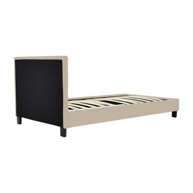 Κρεβάτι "NEVIL" μονό από ύφασμα/ξύλο σε εκρού/μαύρο χρώμα 90x190