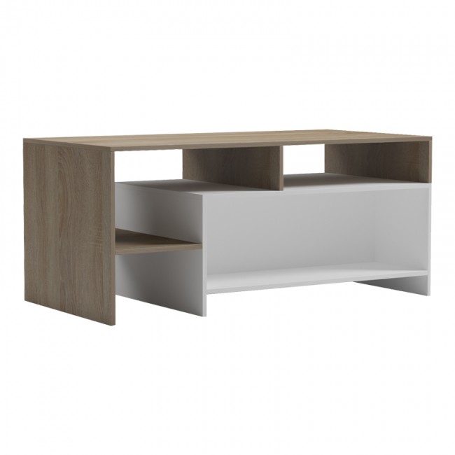 Τραπέζι σαλονιού "CONSA" σε sonoma - λευκό χρώμα 120x60x52.8