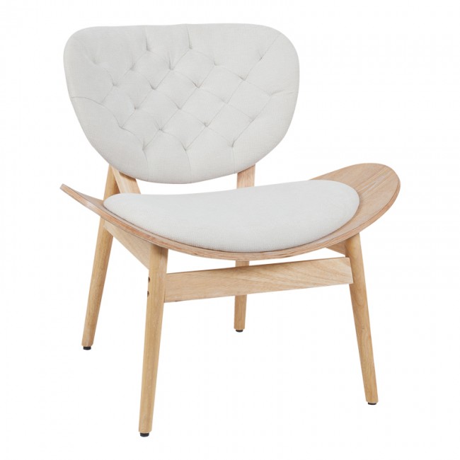 Πολυθρόνα "UDALLE" από ξύλο/ύφασμα σε φυσικό/μπέζ χρώμα 77x70x81