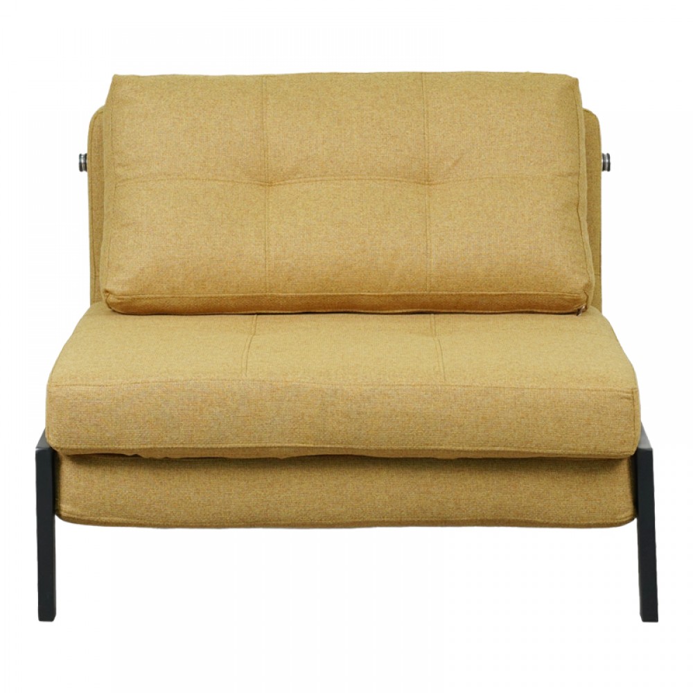 Πολυθρόνα-κρεβάτι "FANCY" από ύφασμα/μέταλλο σε κίτρινο/μαύρο χρώμα 95x98x70