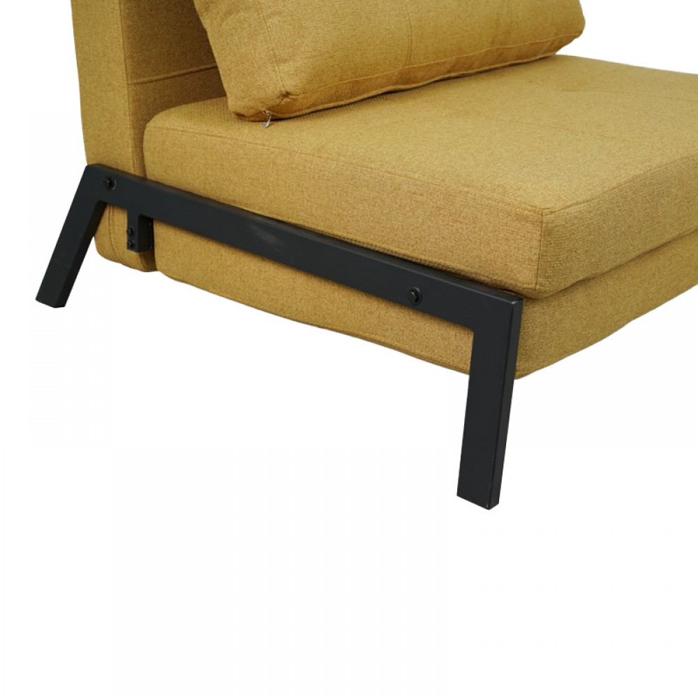 Πολυθρόνα-κρεβάτι "FANCY" από ύφασμα/μέταλλο σε κίτρινο/μαύρο χρώμα 95x98x70