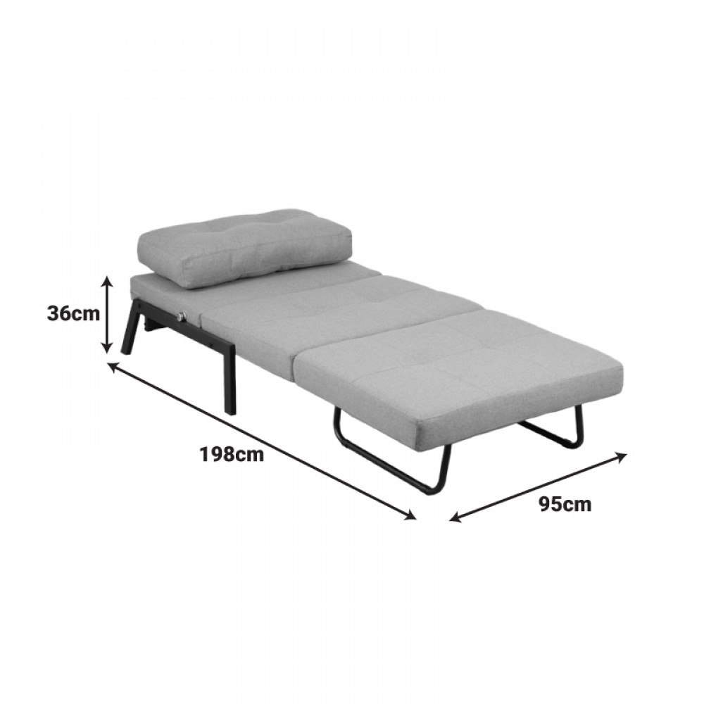 Πολυθρόνα-κρεβάτι "FANCY" από ύφασμα/μέταλλο σε κίτρινο/μαύρο χρώμα 95x98x70