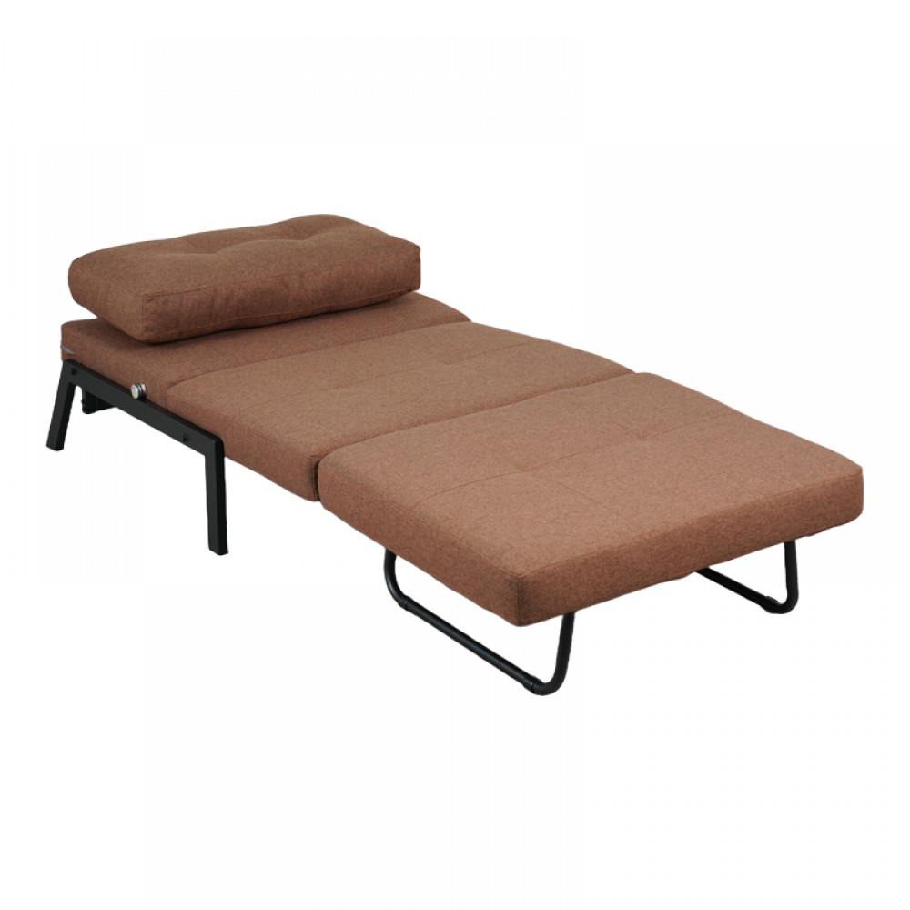 Πολυθρόνα-κρεβάτι "FANCY" από ύφασμα/μέταλλο σε καφέ/μαύρο χρώμα 95x98x70