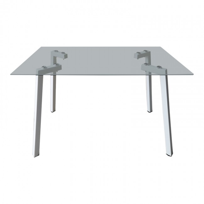 Τραπέζι "TITTA" από γυάλι/μέταλλο σε διάφανο/μαύρο χρώμα 120x70x75