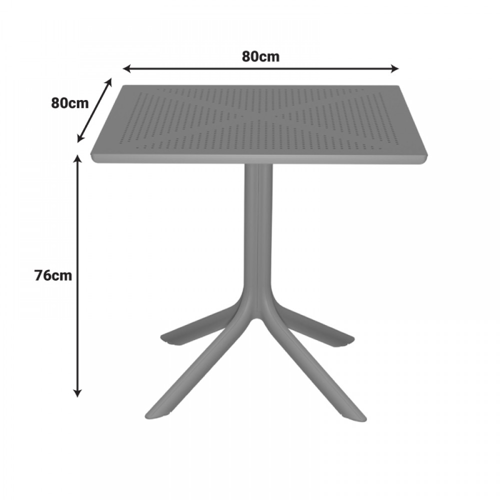 Τραπέζι "GROOVY" από PP σε ανθρακί χρώμα 80x80x74