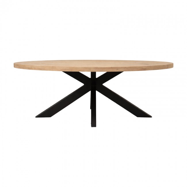 Τραπεζι "JENMA" από μασίφ/μέταλλο σε φυσικό/μαύρο 180x90x76