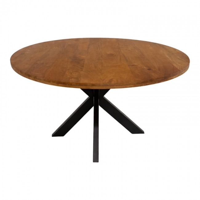 Τραπέζι "ROYALTY" από μασίφ/μέταλλο σε καρυδί/μαύρο χρώμα Φ130x77