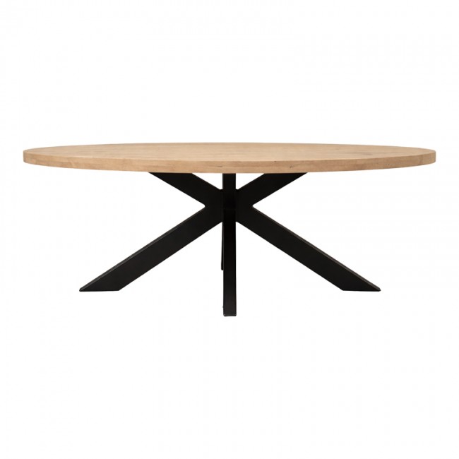 Τραπέζι "JENMA" από μασίφ/μέταλλο σε φυσικό/μαύρο 200x100x76