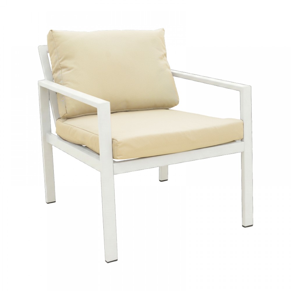 Σετ σαλόνι "GARDENLY Ι" από  αλουμίνιο σε λευκό χρώμα