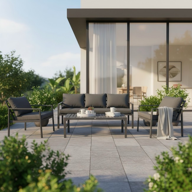 Σετ σαλόνι "GARDENLY Ι" από  αλουμίνιο σε ανθρακί χρώμα