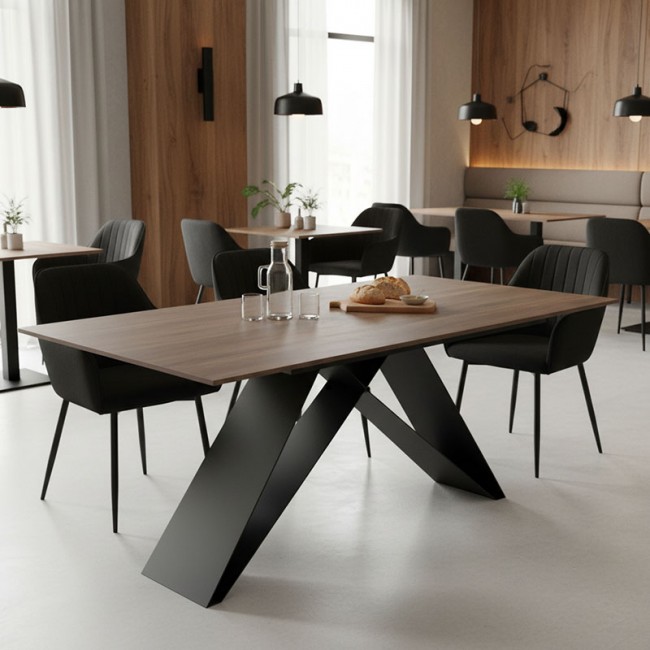 Τραπέζι "SABRINA" από sintered stone σε καρυδί χρώμα 180x90x75