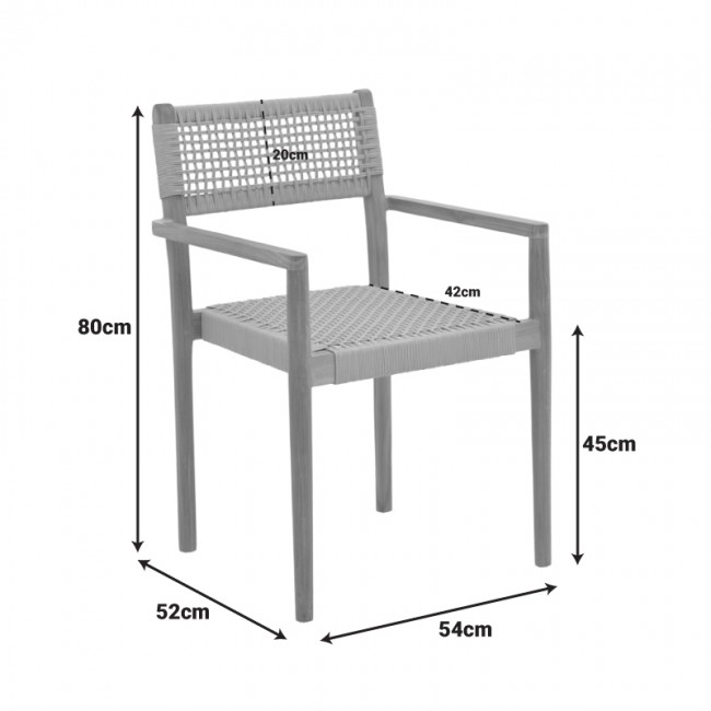 Πολυθρόνα 'LENGAN" από ξύλο/σκοινί σε φυσικό/μαύρο χρώμα 54x52x80