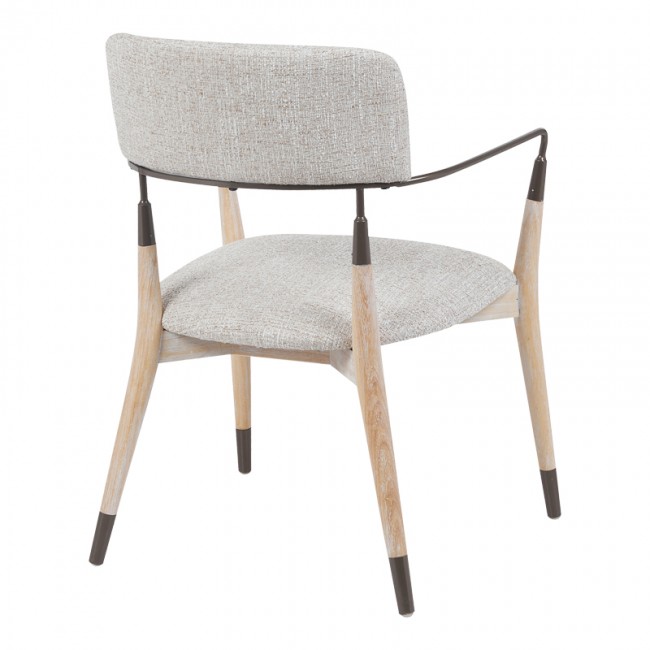 Πολυθρόνα Sentana από ξύλο/ύφασμα σε white wash/μπεζ χρώμα 56.5x56x79