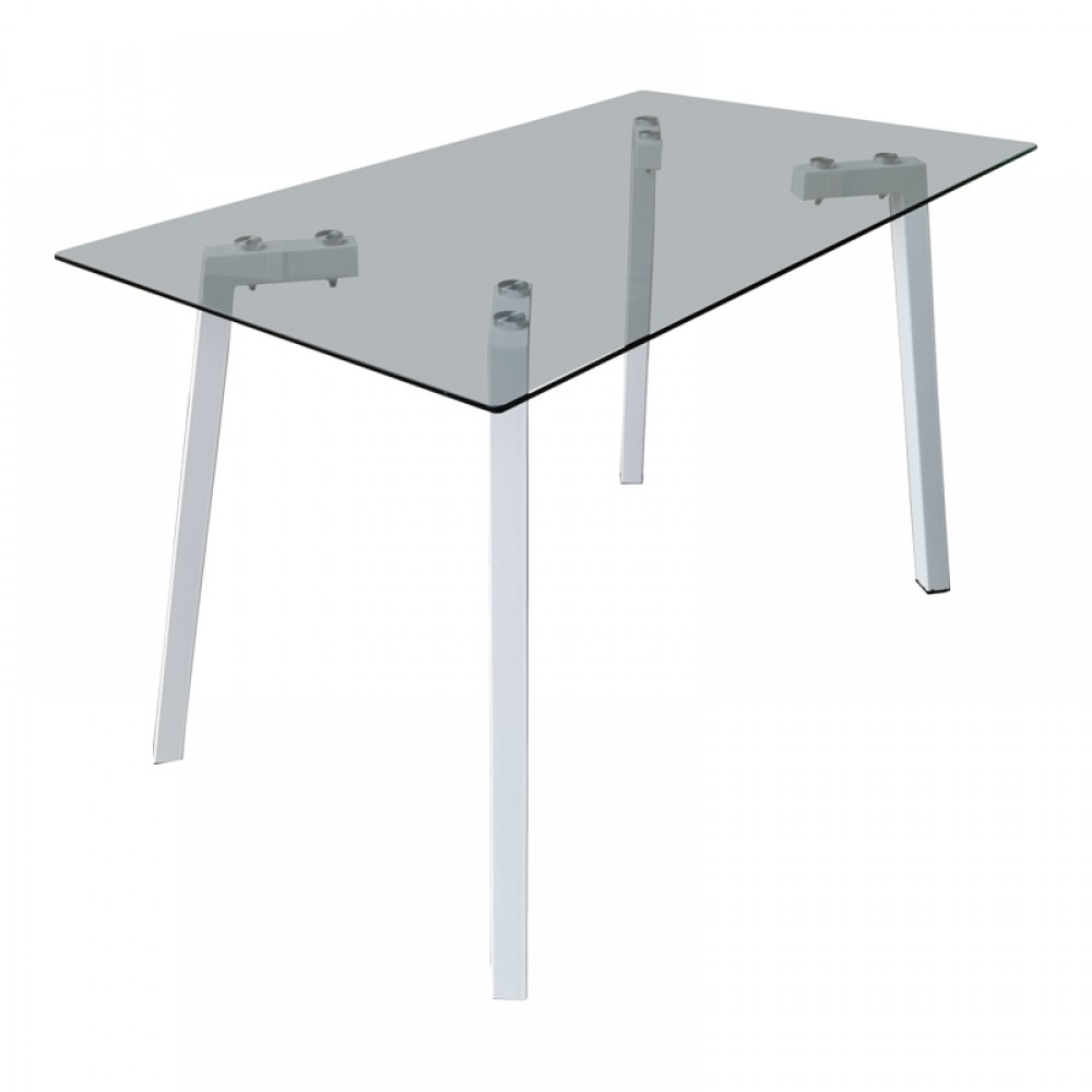 Σετ τραπεζαρίας "ARIADNE" 5τμχ από γυαλί/μέταλλο σε διάφανο/λευκό χρώμα 120x70x75