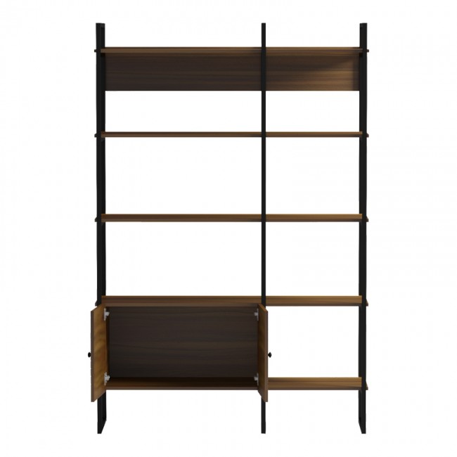 Βιβλιοθήκη "RHOMBO" σε καρυδί-μαύρο χρώμα 120x35x180