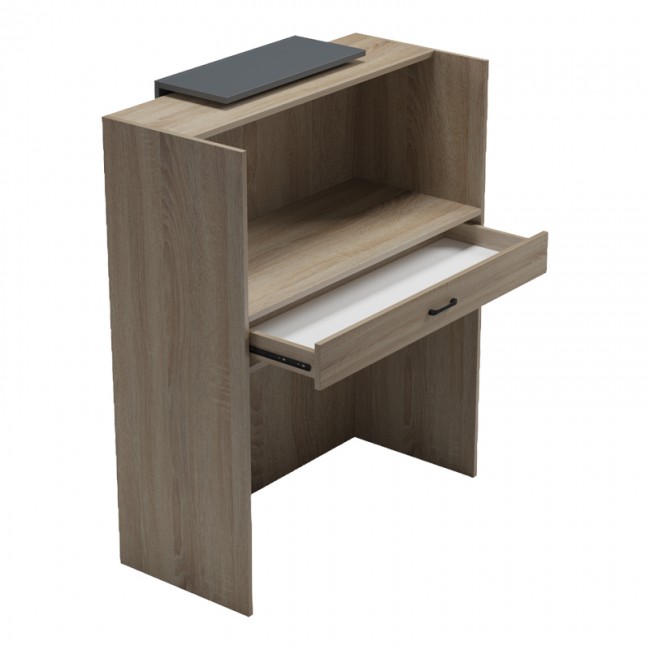 Γραφείο reception με led "ZOWEL" σε sonoma-ανθρακί χρώμα 90x40x110