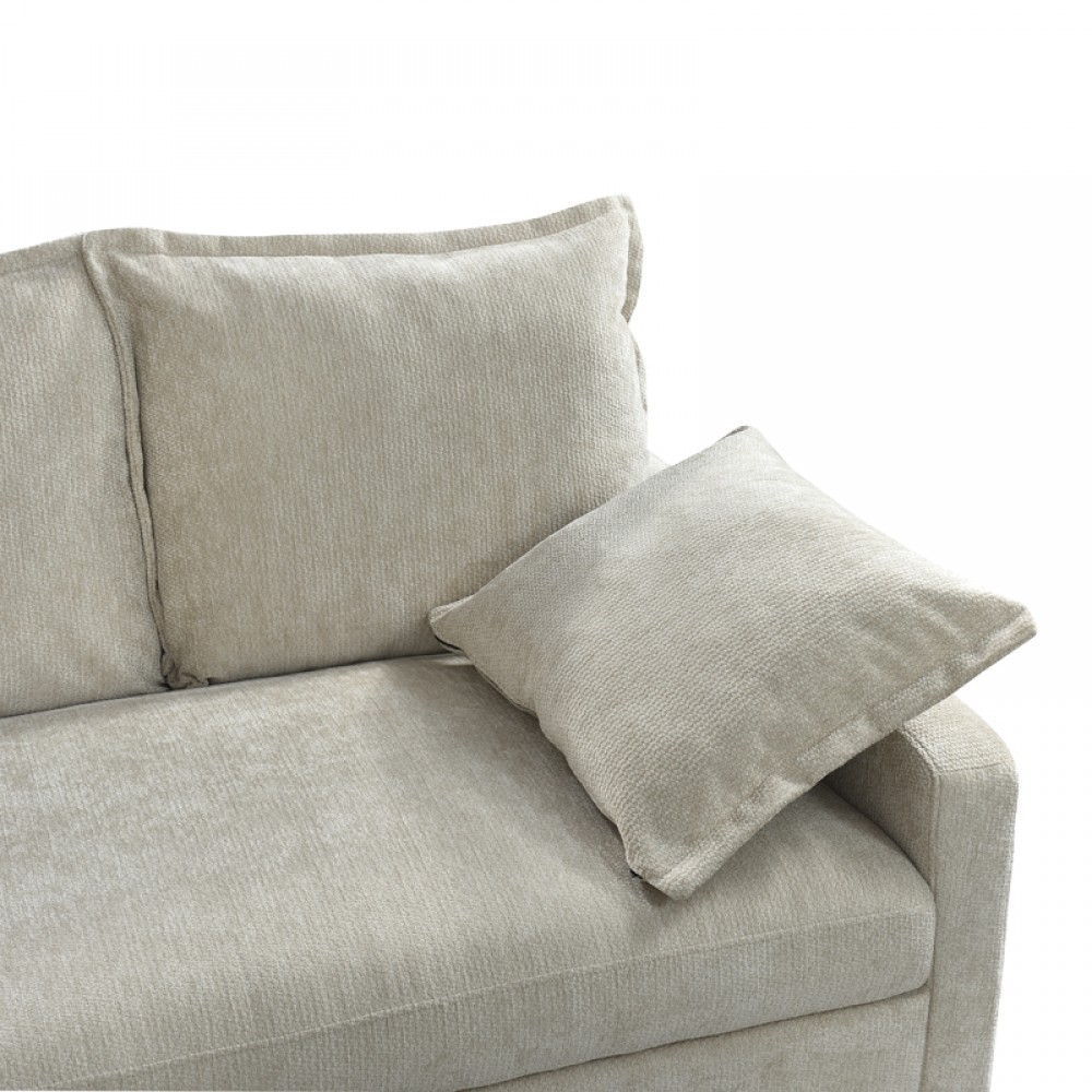 Γωνιακός καναπές-κρεβάτι "LOUNIVO" από ξύλο/ύφασμα σε μπεζ χρώμα 215x215x84