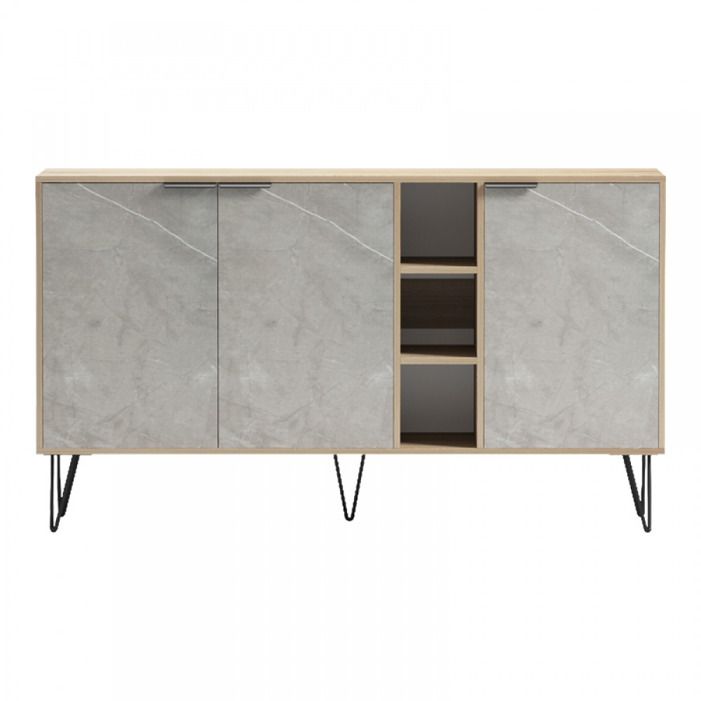 Μπουφές "BALAIN" σε sonoma-γκρι μπεζ χρώμα 142x35.5x83