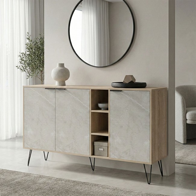 Μπουφές "BALAIN" σε sonoma-γκρι μπεζ χρώμα 142x35.5x83