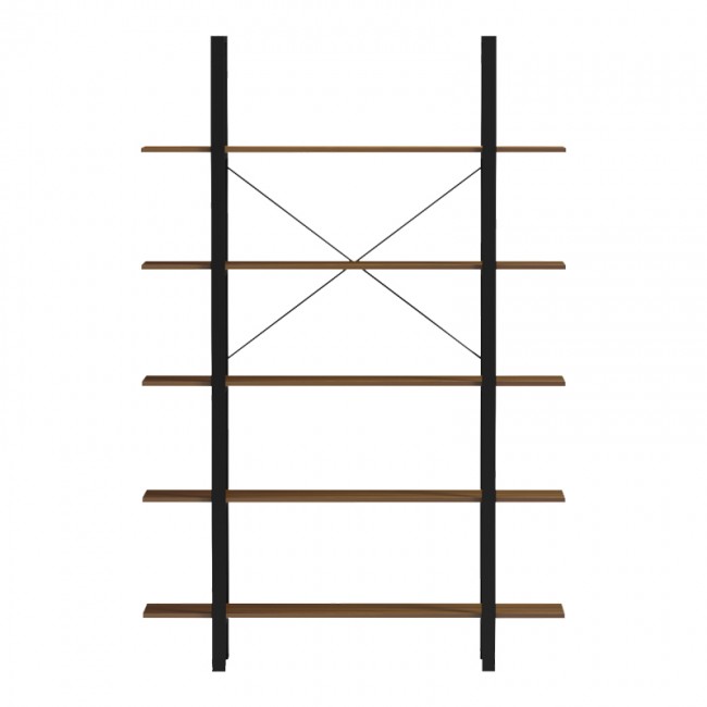 Βιβλιοθήκη-Ραφιέρα "VAROUS" σε καρυδί-μαύρο χρώμα 120x28x180