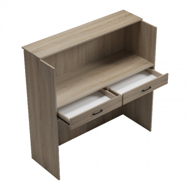 Γραφείο reception με led "OPTIMA" σε sonoma-ανθρακί χρώμα 110x40x110