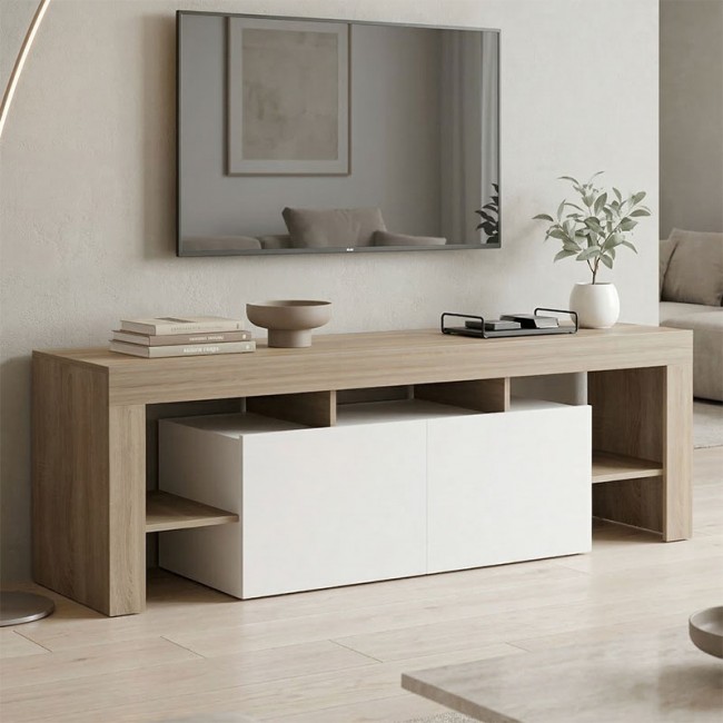 Έπιπλο τηλεόρασης "LINER" σε sonoma-λευκό χρώμα 150x40x50