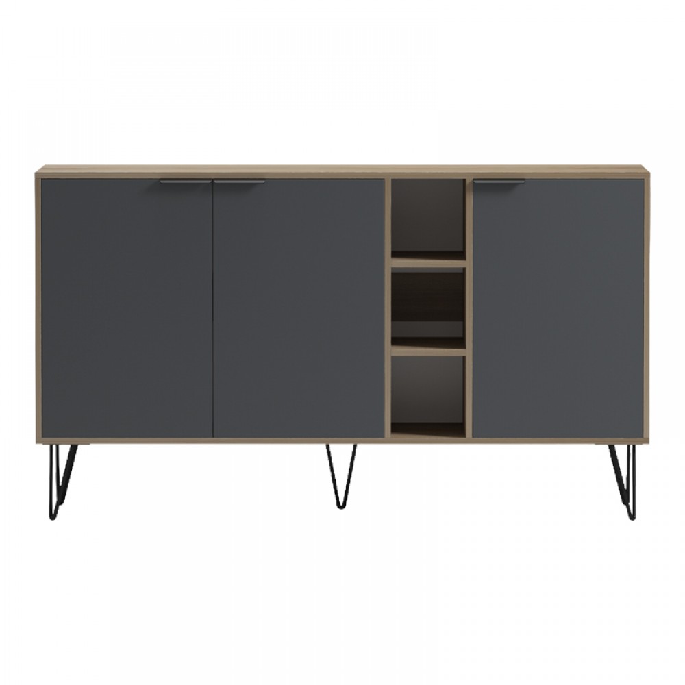 Μπουφές "BALAIN" σε sonoma-ανθρακί  χρώμα 142x35.5x83