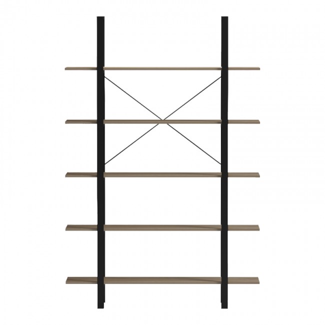 Βιβλιοθήκη-Ραφιέρα "LOFTIE" σε sonoma-μαύρο χρώμα 126x28x165