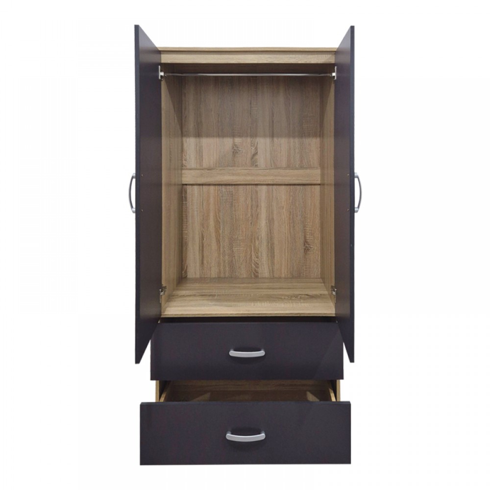 Ντουλάπα δίφυλλη "ALVIA" σε sonoma-ανθρακί χρώμα 80x51.5x180