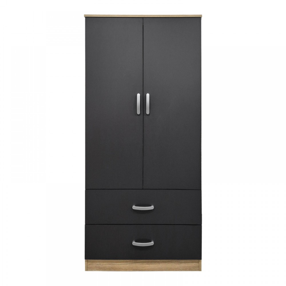 Ντουλάπα δίφυλλη "ALVIA" σε sonoma-ανθρακί χρώμα 80x51.5x180