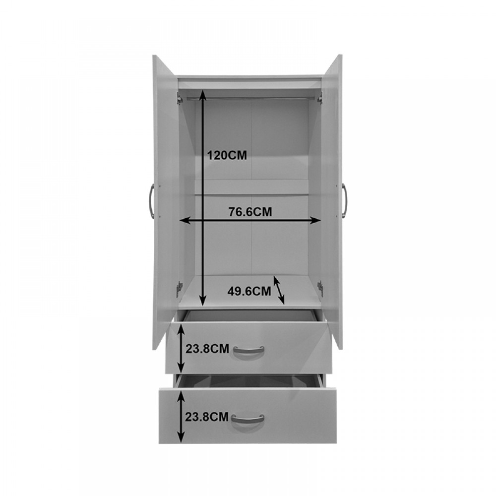 Ντουλάπα δίφυλλη "ALVIA" σε sonoma-ανθρακί χρώμα 80x51.5x180