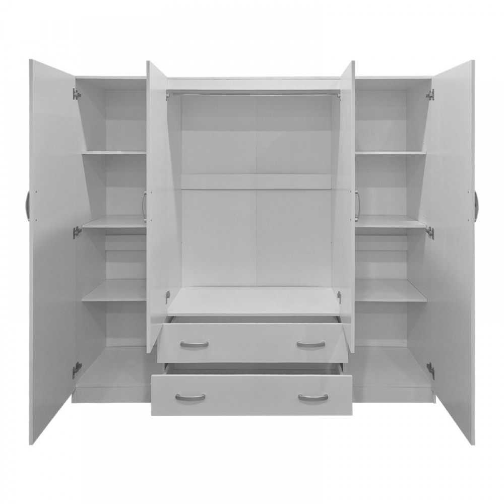 Ντουλάπα τετράφυλλη "ALVIA" σε λευκό χρώμα 200x51x180