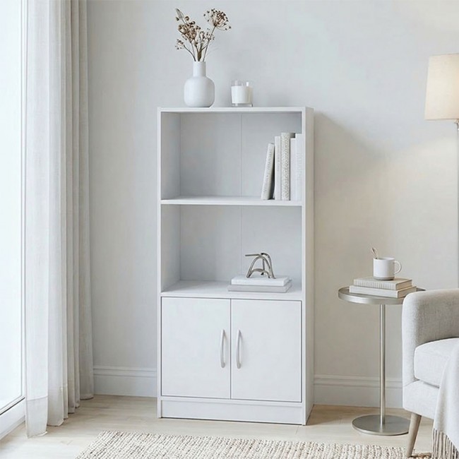 Βιβλιοθήκη "TEKARO" σε λευκό χρώμα  60x30x120