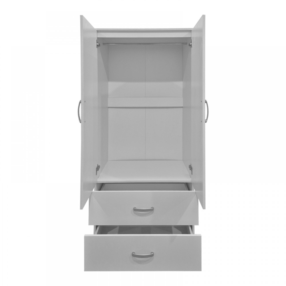 Ντουλάπα δίφυλλη "ALVIA" σε λευκό χρώμα 80x51.5x180