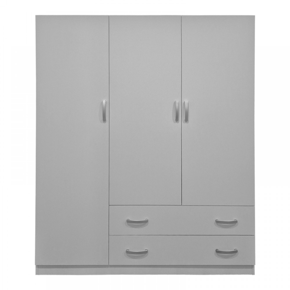 Ντουλάπα τρίφυλλη "ALVIA" με συρτάρια σε λευκό χρώμα 150x51x180