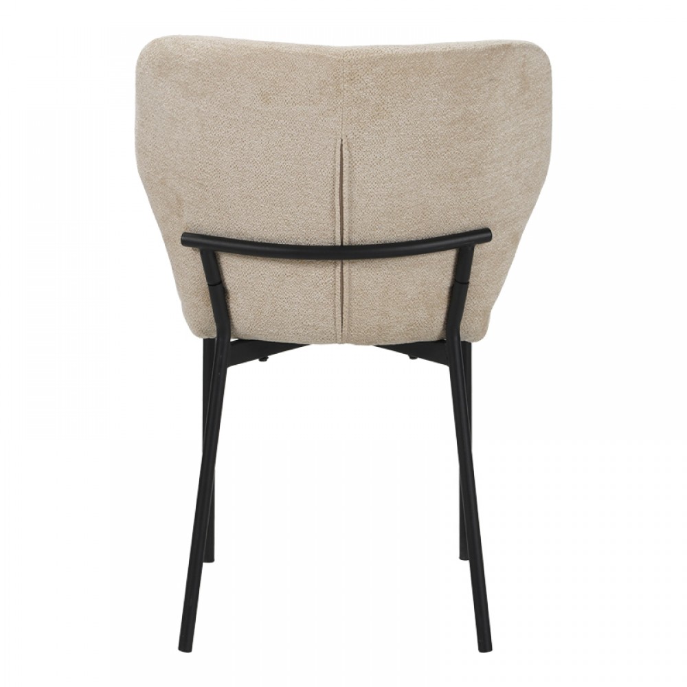 Καρέκλα "MAVIER" από ύφασμα/μέταλλο σε μπεζ/μαύρο χρώμα 48x61.5x82