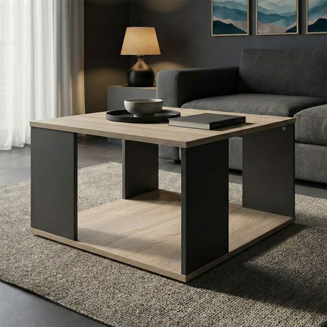 Τραπέζι σαλονιού "ZELEGAN" σε sonoma-ανθρακί χρώμα 60x60x39
