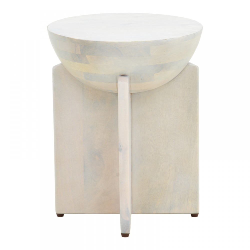 Βοηθητικό τραπέζι "JENBY" από μασίφ σε λευκό χρώμα Φ40x50