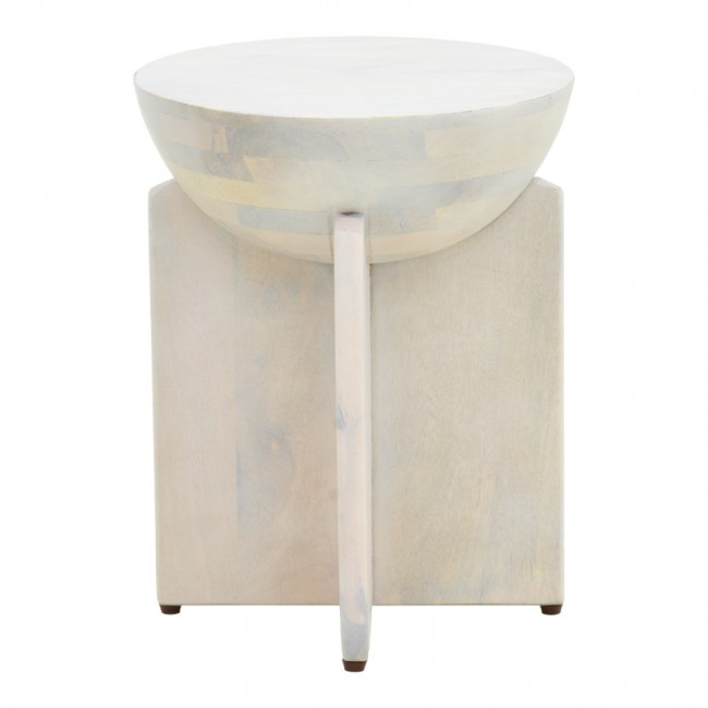 Βοηθητικό τραπέζι "JENBY" από μασίφ σε λευκό χρώμα Φ40x50