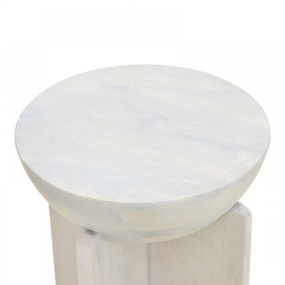 Βοηθητικό τραπέζι "JENBY" από μασίφ σε λευκό χρώμα Φ40x50