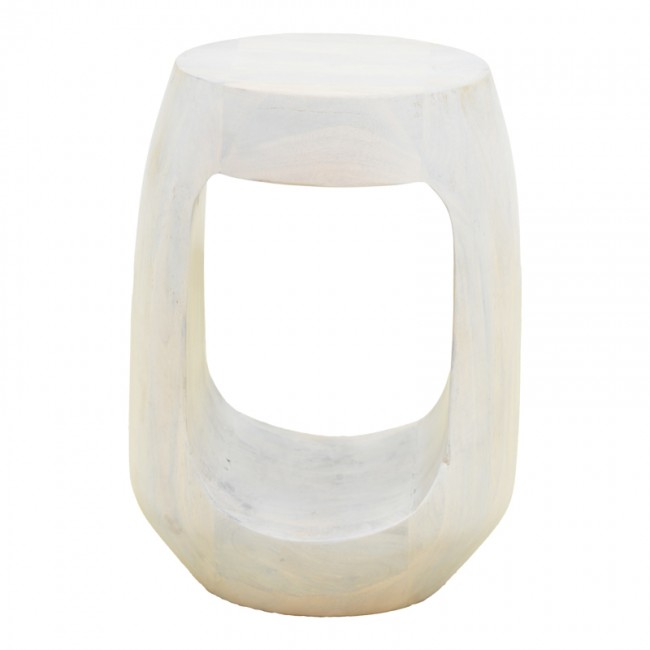 Βοηθητικό τραπέζι "LENORA" από μασίφ σε λευκό χρώμα Φ33x45