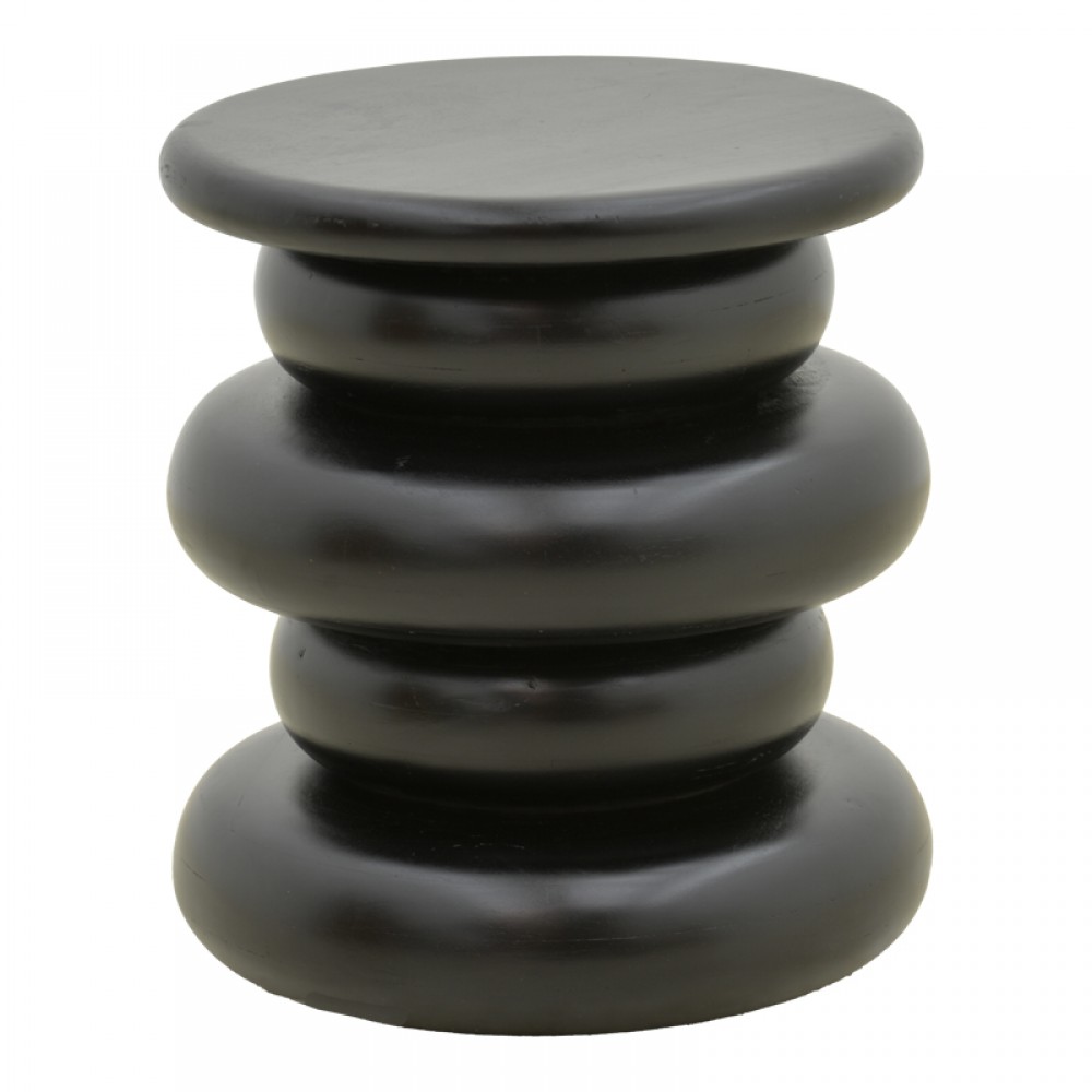 Βοηθητικό τραπέζι "CIRCENA" από μασίφ σε μαύρο χρώμα Φ40x45