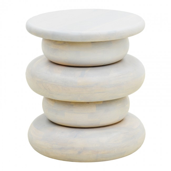 Βοηθητικό τραπέζι "CIRCENA" από μασίφ σε λευκό χρώμα Φ40x45