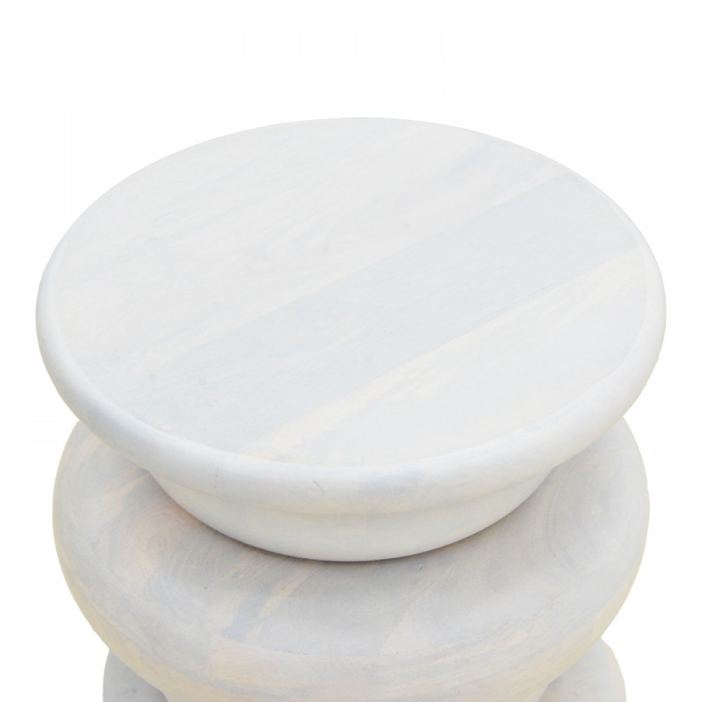 Βοηθητικό τραπέζι "CIRCENA" από μασίφ σε λευκό χρώμα Φ40x45