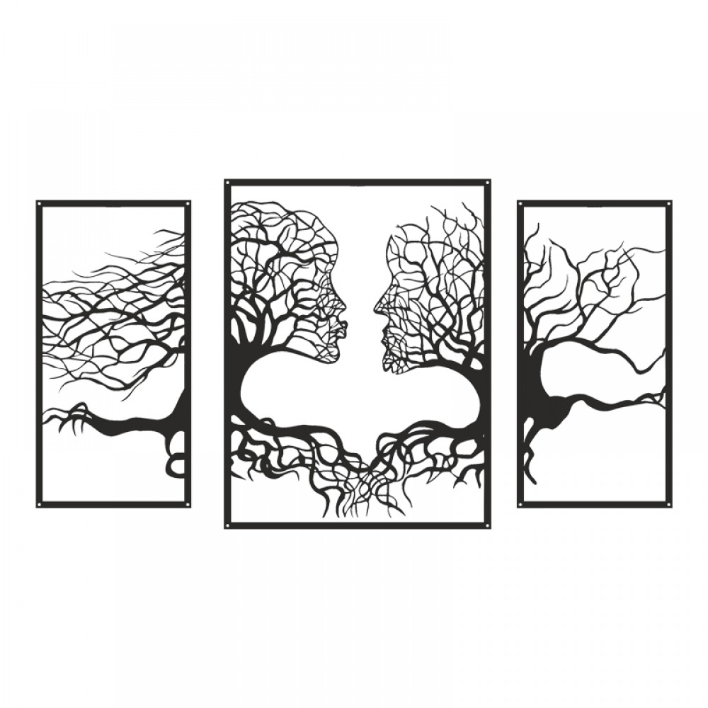 Διακοσμητικό τοίχου "CONNECTO" από μέταλλο σε μαύρο χρώμα 38x1.5x50