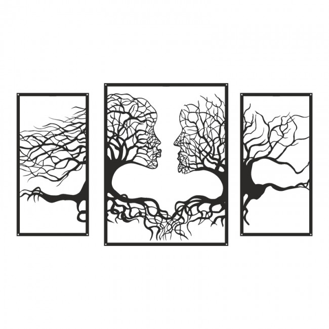 Διακοσμητικό τοίχου "CONNECTO" από μέταλλο σε μαύρο χρώμα 38x1.5x50